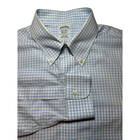 Brooks Brothers Classic Fit Button Down Blue Check Dress Shirt Men’s Size 16-34 - Picture 1 of 6